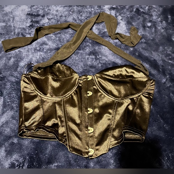 Sexy Black Magnetic Hook & Eye Design Asymmetrical Bustier Corset Crop Camisole - Picture 10 of 17